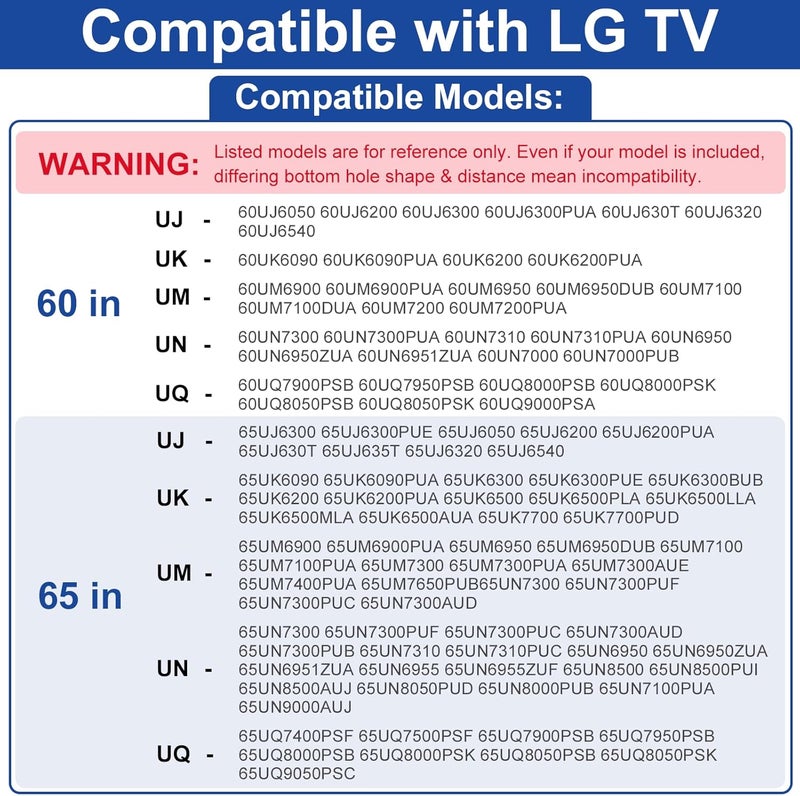 Maozhren TV Stand Legs for LG TV Legs, Only for 60 65 in 65UQ7950 65UJ6300 65UJ6320 65UJ6540 65UK6200 65UK6500 65UK6500PLA 65UM7300 65UN7300 60UJ6200 60UJ6300 60UK6200 60UM6950 60UN7300 TV Legs for LG TV Stand - Image 2